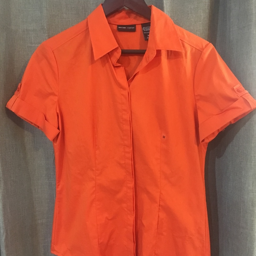 NEW NY & Co Orange short sleeve blouse