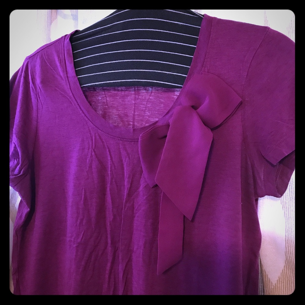 GAP Rasberry T-Shirt with Sheer Bow Detail