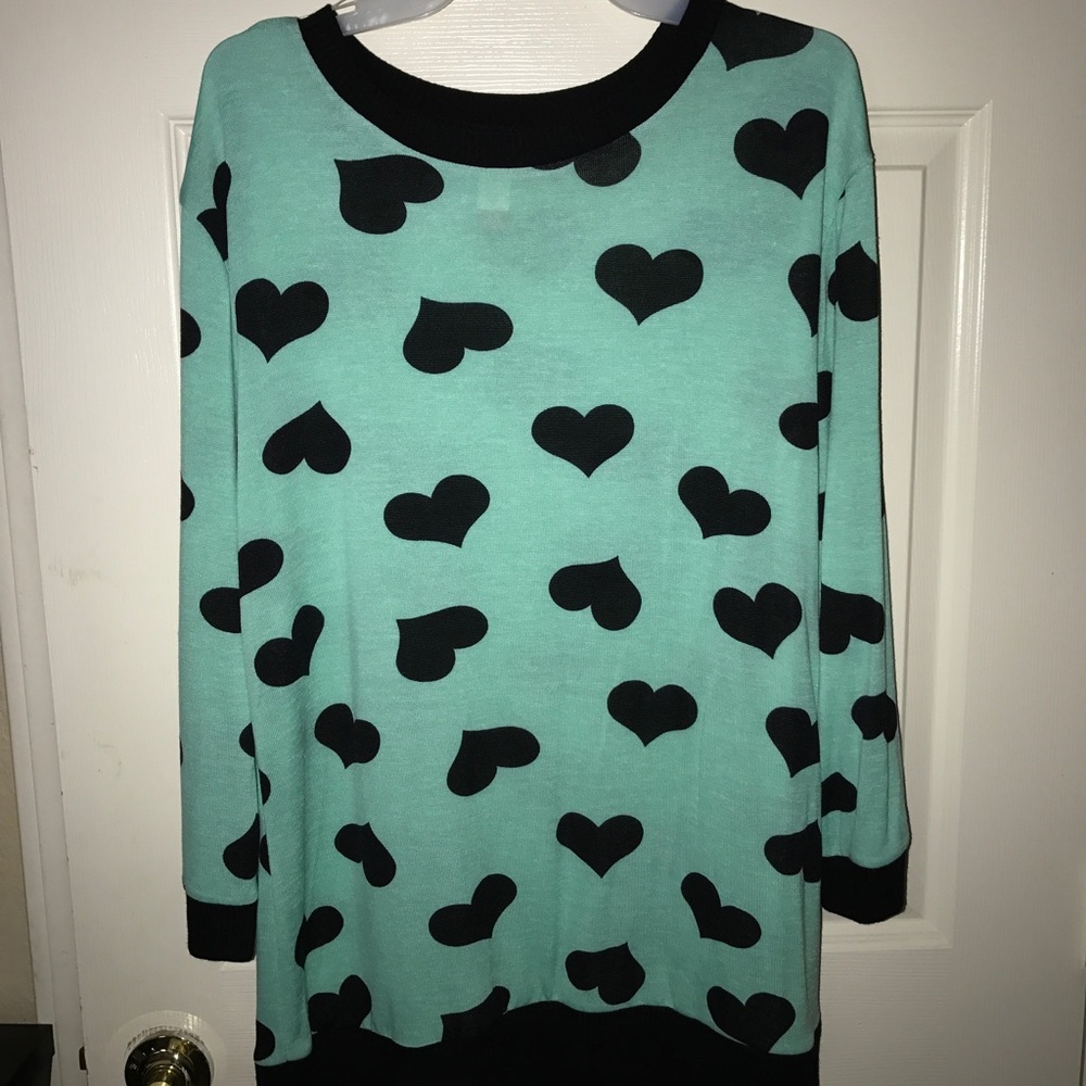 Mint green hearts sweater