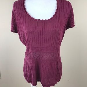 Apostrophe Knit Wine color Top sz XL