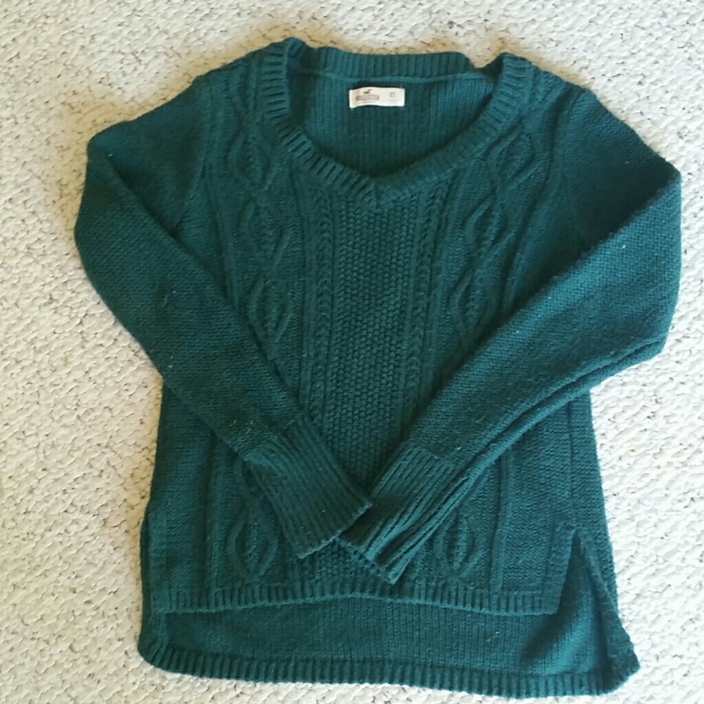 Vintage Deep Green V-neck Knitted Sweater