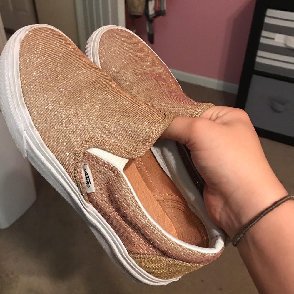 Rose gold sparkle vans