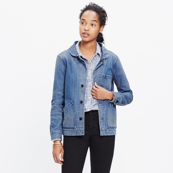 round collar denim jacket