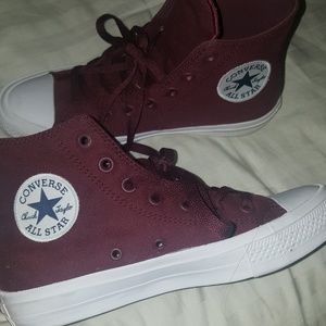 High top Chuck Taylor's Burgundy