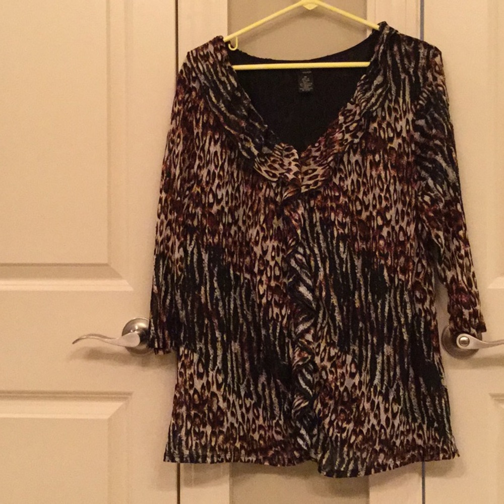 Animal print sheer top, lined bodice