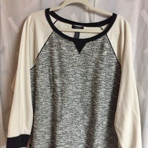 Two tone raglan sleeve sweater