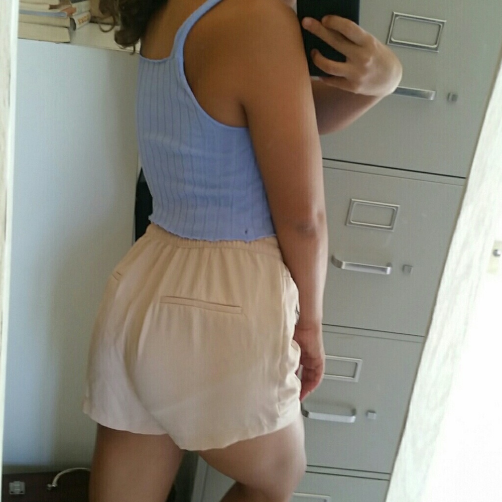 Light Pink Drawstring Shorts - Picture 2 of 6