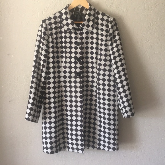 CR sportswear Jackets & Blazers - CR black and white harlequin print lined jacket