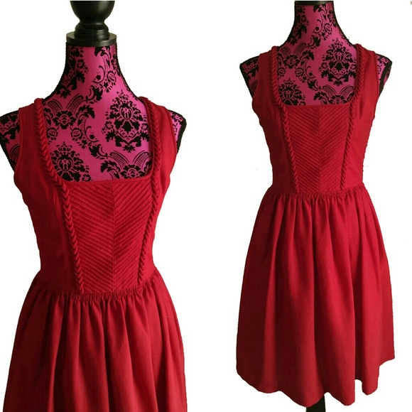 Vintage Dresses & Skirts - Vtg red dress German Drindl size small medium