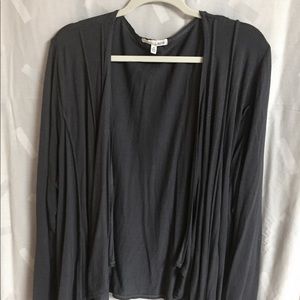 Grey draped cardigan with pin tuck detail