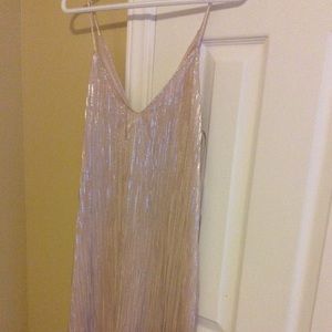Gold pleat slip dress
