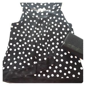 Black and white polka dot sleeveless top