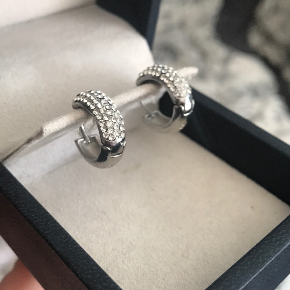 Michael Kors Huggies Crystal Silver Earrings