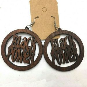 Black Power Wooden Earrings