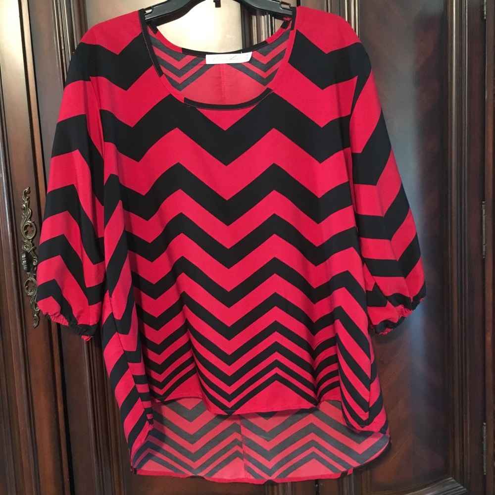 Black and Red Chevron Blouse