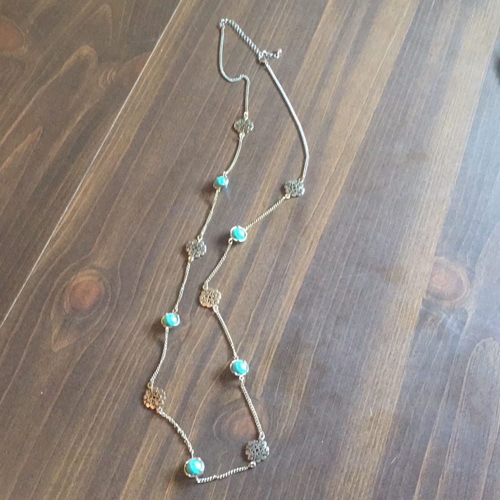 Long Necklace with Turquoise Stations