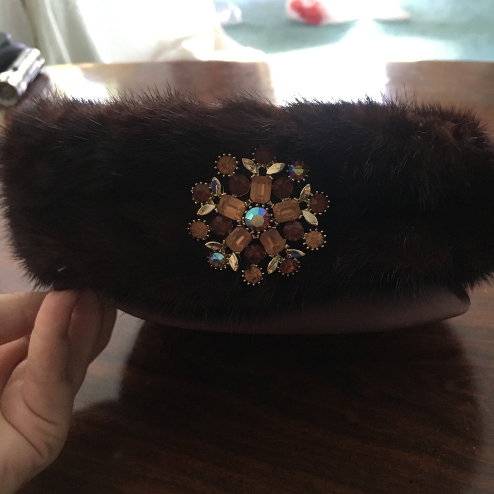 Maroon Vintage Real Fur hat
