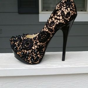 High platform lace heels