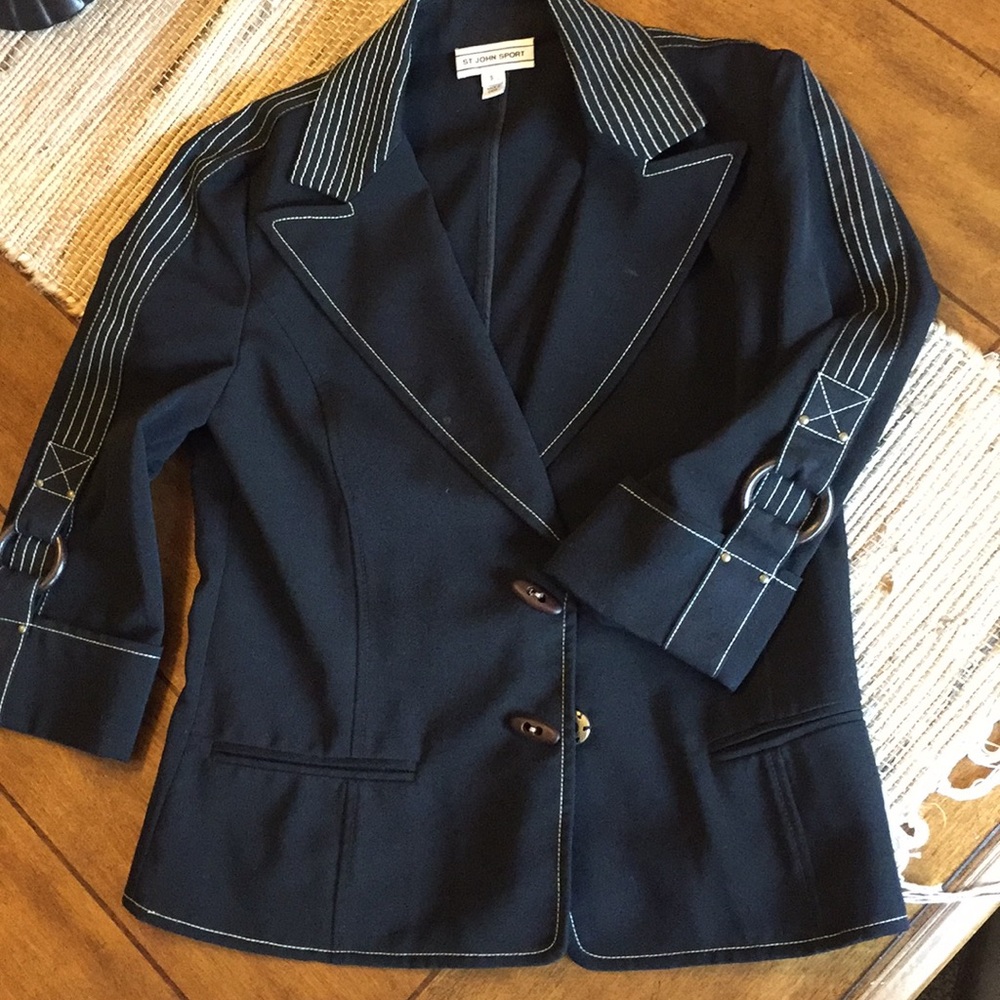 ST JOHN SPORT two button jacket blazer navy