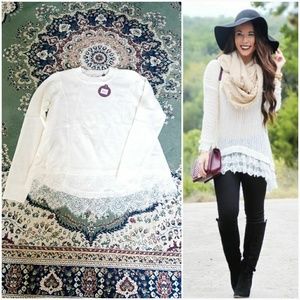 Khol's lace trim sweater high low