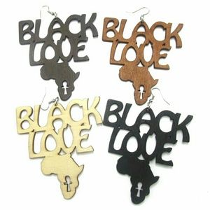 Black Love Wooden Earrings