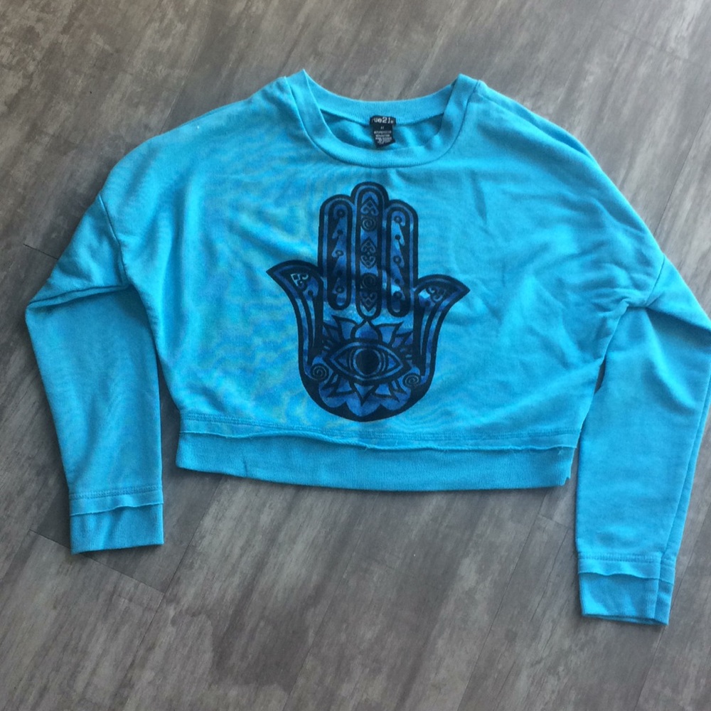Hamsa hand cropped sweater