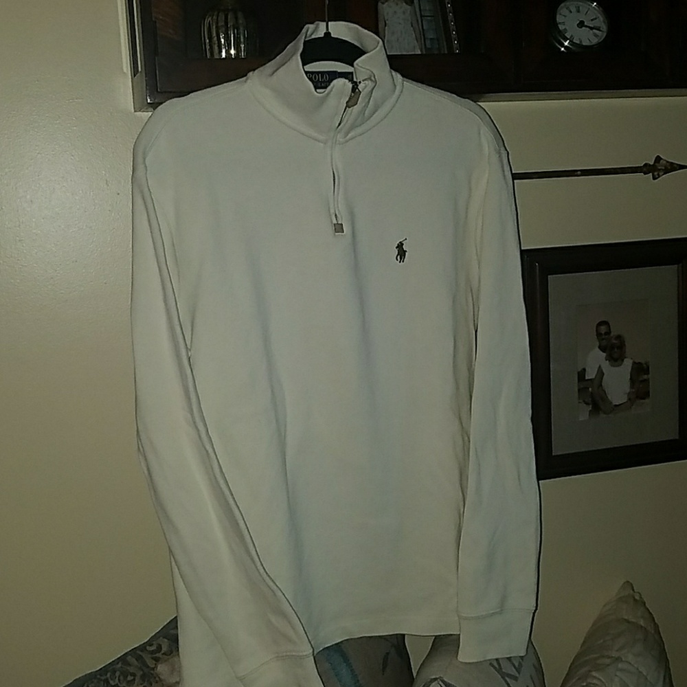 Men's cream colored Polo quarter zip pullover