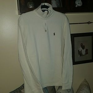 Men's cream colored Polo quarter zip pullover