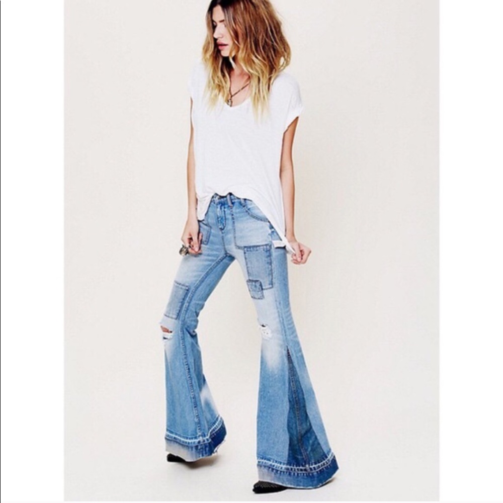 Free People Festy Super Flare jeans in Selena wash