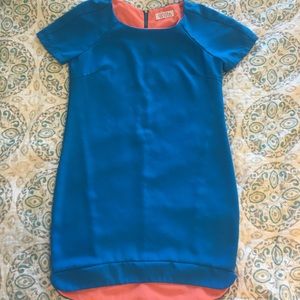Vibrant blue dress, coral lining