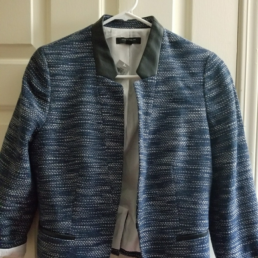 Ann Taylor Blazer with Faux Leather Trim