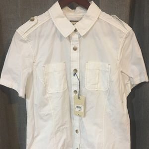 NEW Bass short sleeve white button front shirt