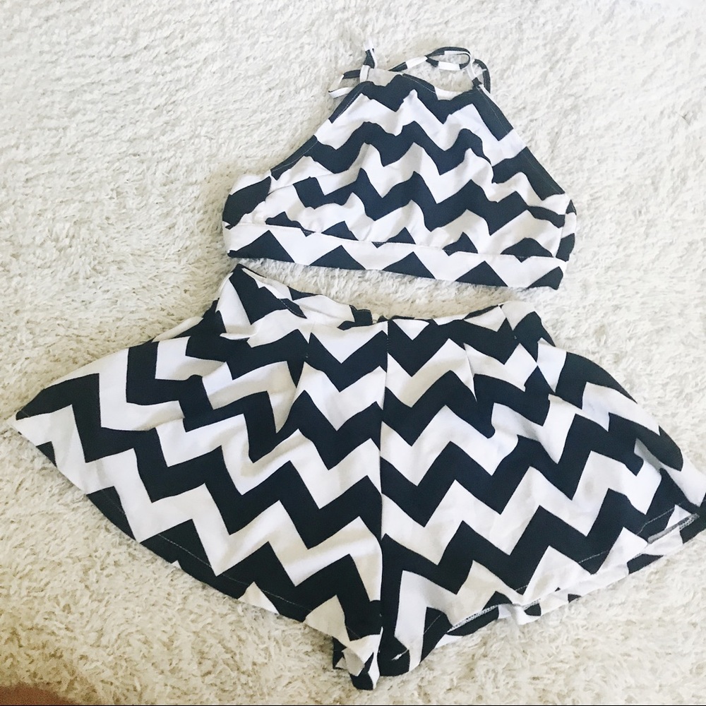 Two Piece Crop Top and Shorts