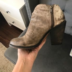 Gently worn distressed Freebird booties