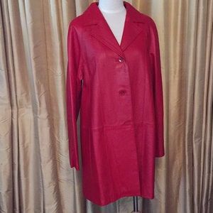 Stunning Red Leather Ladies Coat
