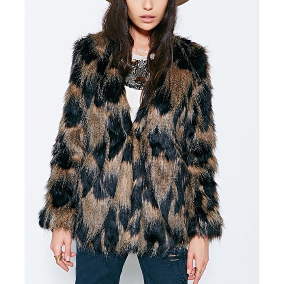 Jackets & Blazers - Black and brown fur jacket