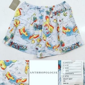 NWT ANTHROPOLOGIE HAWAII PRINT WOVEN SHORTS. XS
