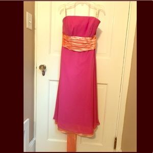 Size 6 pink/orange bridesmaid dress. Worn once!