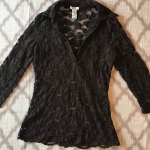 Rare Cache Brown Lace Blouse