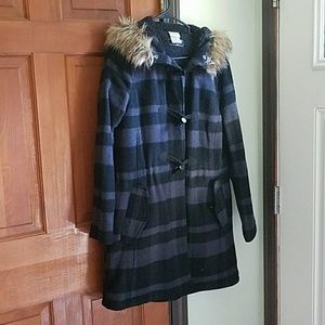 L.L. Bean Plaid Wool Blend Winter Coat