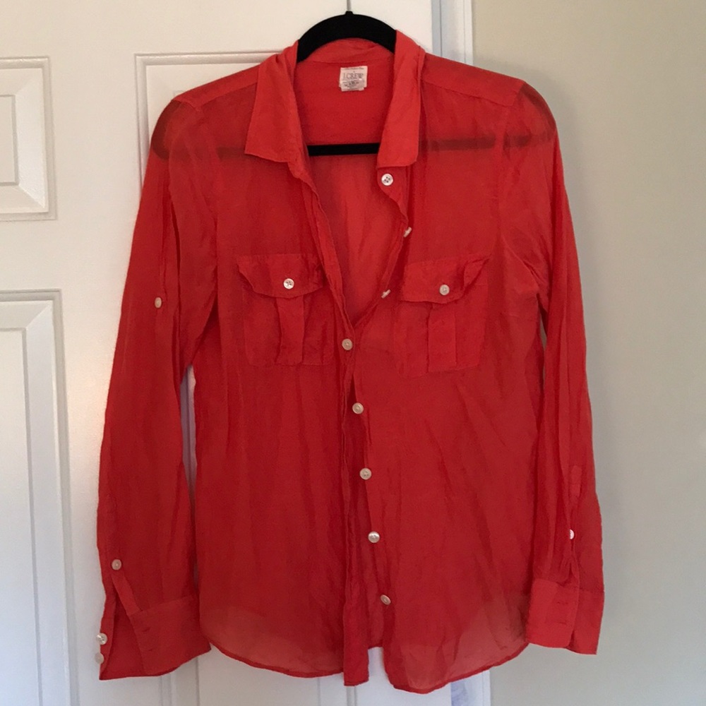 J Crew coral button-up