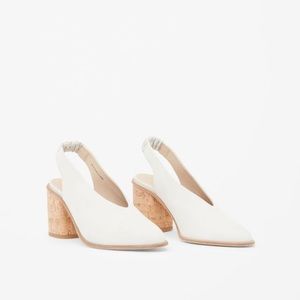 COS white leather cork heel pumps