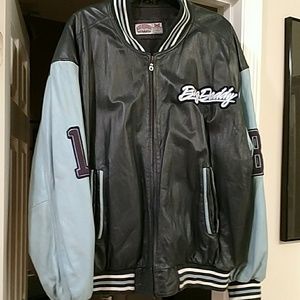 Vintage Blue Leather Bomber jacket