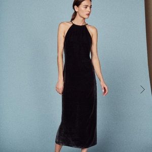 NWT Reformation Black Velvet Irving Dress