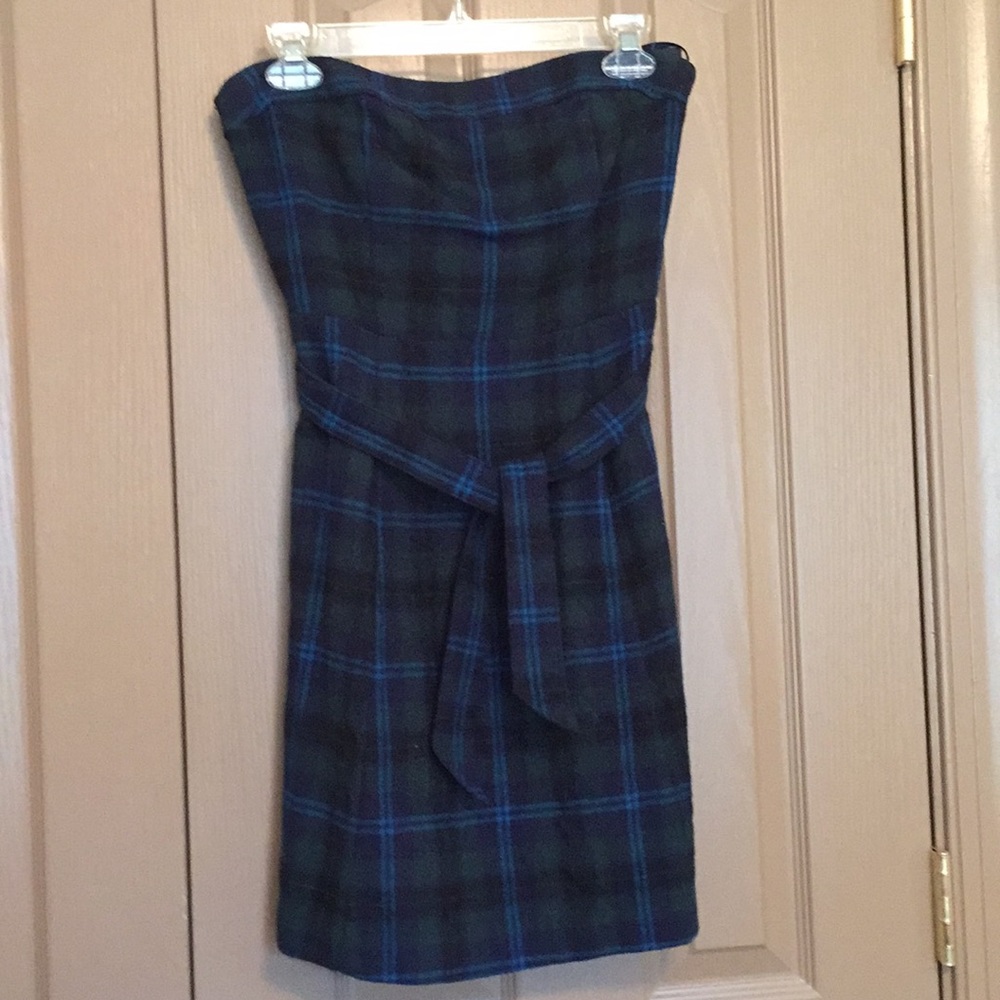 Strapless plaid dress