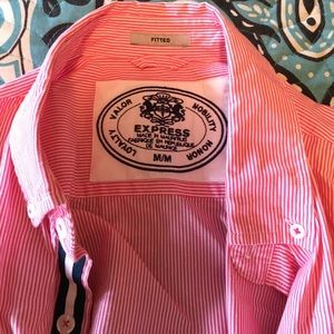 Pink and white striped button up Men's shirt.