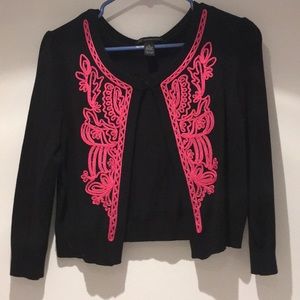 Black Sweater with Pink Embroidery