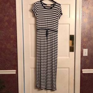 Michael Kors navy and white stripe maxi dress