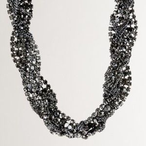 J. Crew Gunmetal Braided Crystal Chain Necklace