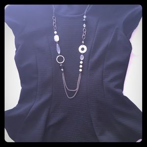 Black textured peplum top